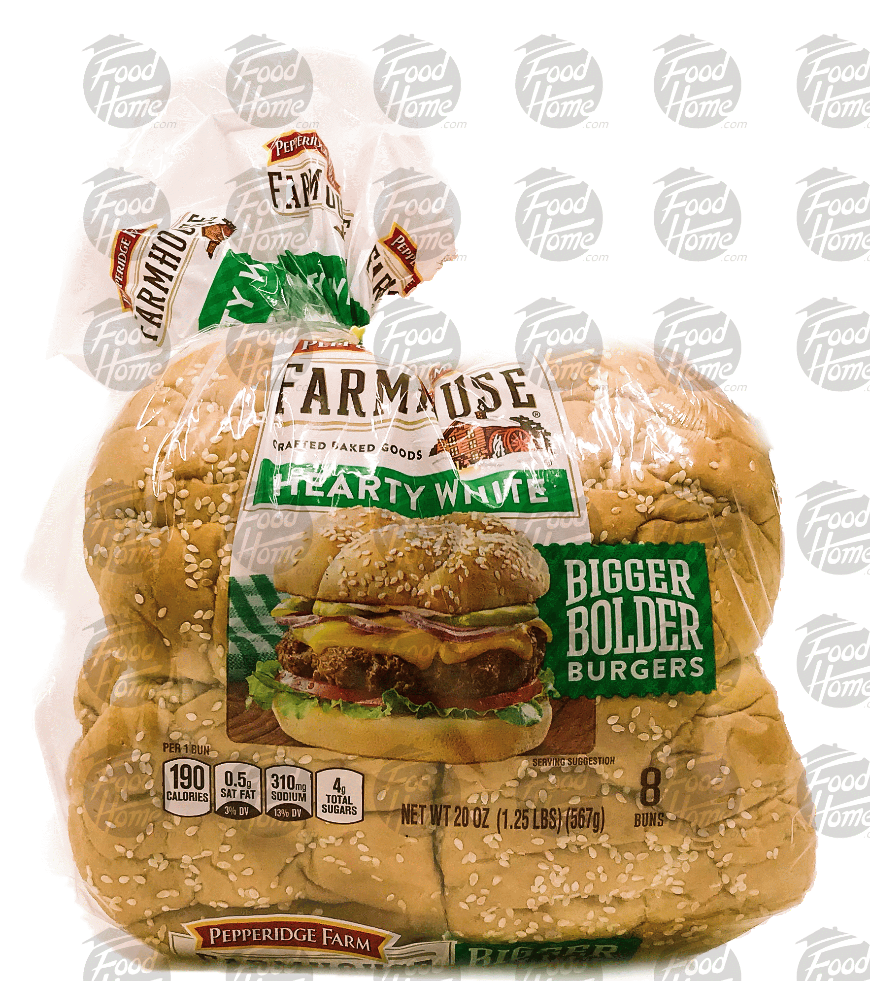 Pepperidge Farm Farmhouse hearty white sesame seed topped hamburger buns, 8-count, sliced Full-Size Picture